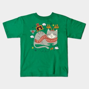 Meowy Christmas Cat Kids T-Shirt